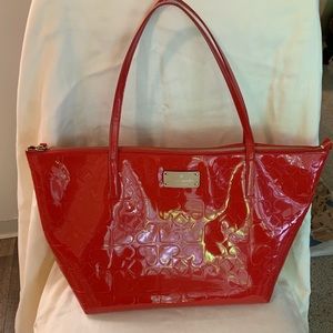 Kate Spade New York red patent leather zip tote